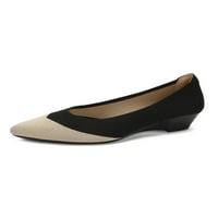 Lacyhop Дамски токчета с ниска петна рокля обувка с топка с клин обувки Обувки Жени комфортни клинове неплъзгащи се приплъзване на черно и кайсия 6.5