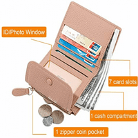 Zipper Pocket Trifold малки портфейли притежател на карта Id Id Window Coin Coin Pouch for Women Ladies