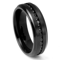 Черно йонно покритие титан черен cz вечност скосен ръб Размер на пръстена 12