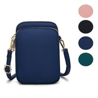 Модни жени Crossbody Zipper мобилен телефон чанта рамо дама женска многофункционална чанта с китка за чанта-тъмно синьо
