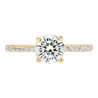 1. CT кръгло рязане истински култивиран диамант Si1-Si J-K 18K Жълто злато обещание сватба Декларация Дизайнер Дизайнер Пръстен W Кристални странични камъни Размер 6.5