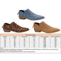 Дамски дишащи комфортни обувки Блок пета глезена ботуши Office Zipper Leopard Print 8