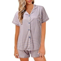 Booker жени пижама комплект сатен спално облекло бельо v риза за врата къси панталони нощни дрехи домашно облекло