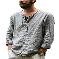 Niuer мъжки блуза с дълъг ръкав върхове дантела ризи удобна тениска v шия туника трева зелено xs