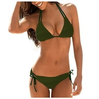 Gaiseeis женски сплит секси печат бикини плаж бански костюм зелено l