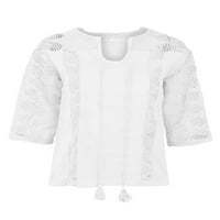 Enjowell дамски памучен спален ръкав плетен блуза риза върхове плюс размер s-5xl