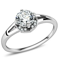 Женски сребърни пръстени високи полиран 316L пръстен от неръждаема стомана с AAA клас CZ в прозрачен DA150