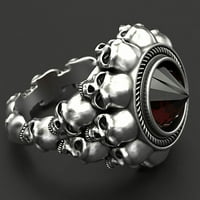 Ръчно изработен сребърен пръстен стерлинги, брутален пръстен за мъжки череп, подарък за него