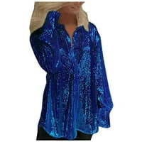 Kakina s женски клирънс Rainbow отпечатани върхове Градиент пуловер Едно рамо дълъг ръкав O Суичър за шия