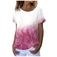 Bazyrey Womens Blouse Женска тениска летни ризи с къс ръкав Небрежно V-образно деколте основни върхове ежедневни блузи върхове розови m