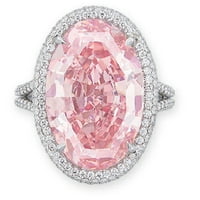 Изящно розово диамантен геометричен овален гъска яйчен пръстен дами бижута подарък